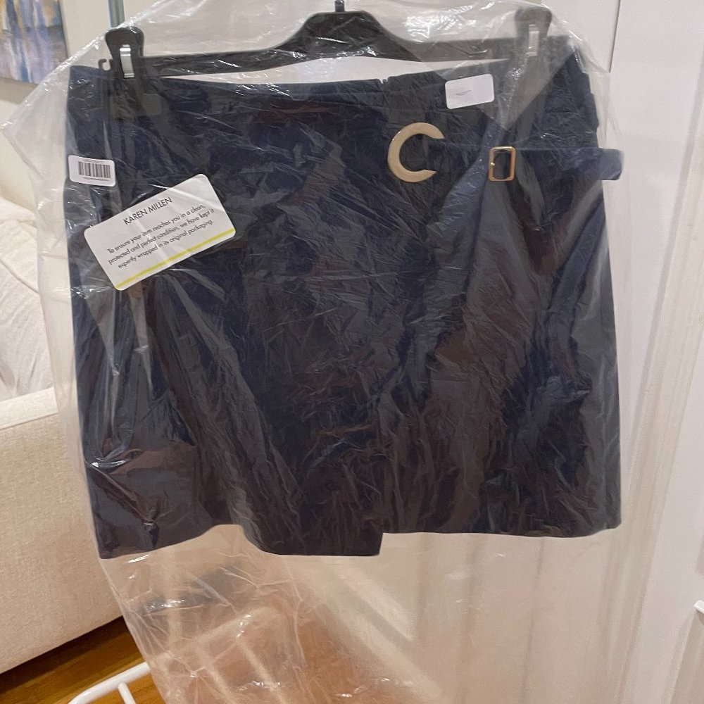 Karen Millen Wrap Mini Skirt Navy (Retail: $204)